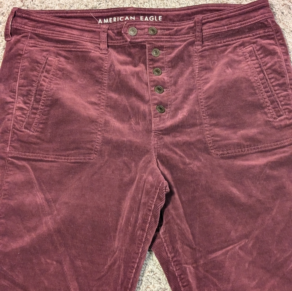 American Eagle SUPER STRETCH Hi-Rise Jeggings Skinny Corduroy Pants SZ 18 Long - Picture 4 of 13